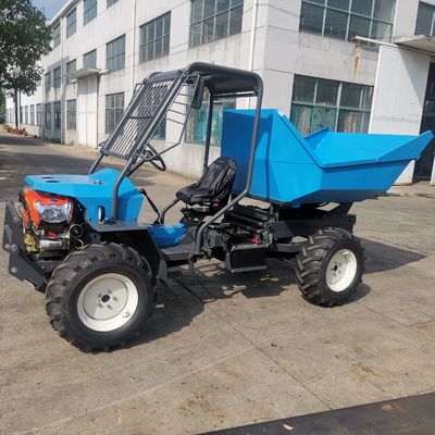 Niebieski mini traktor ogrodowy Ciągnik elektryczny z silnikiem Diesla i chwytakiem